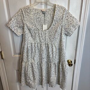 A New Day Cream and Gray Leopard Print Mini Dress